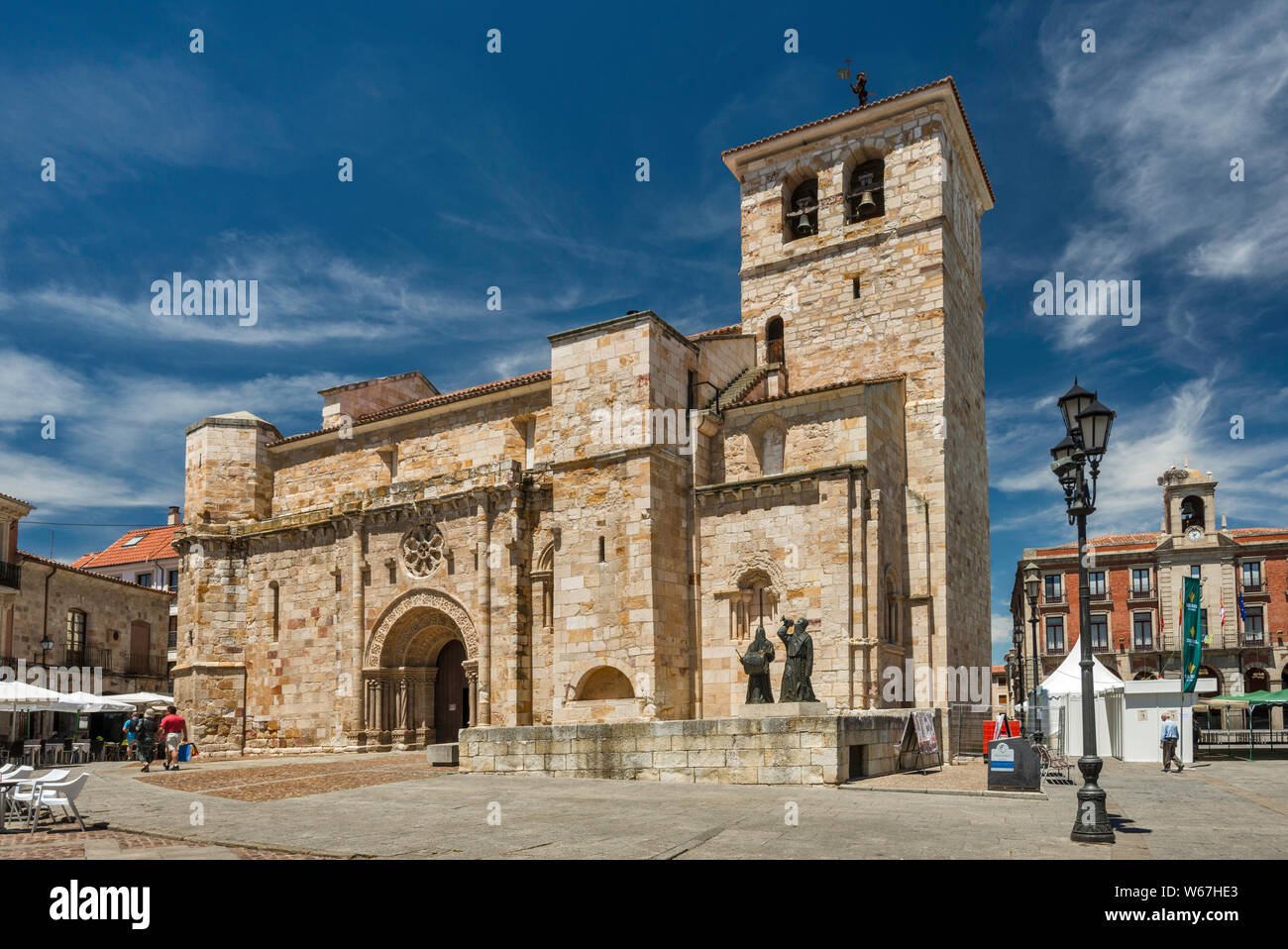 Iglesia de San Juan de Puerta Nueva, 12th century, Romanesque style church, Plaza Mayor, in Zamora, Castilla y Leon, Spain Stock Photo