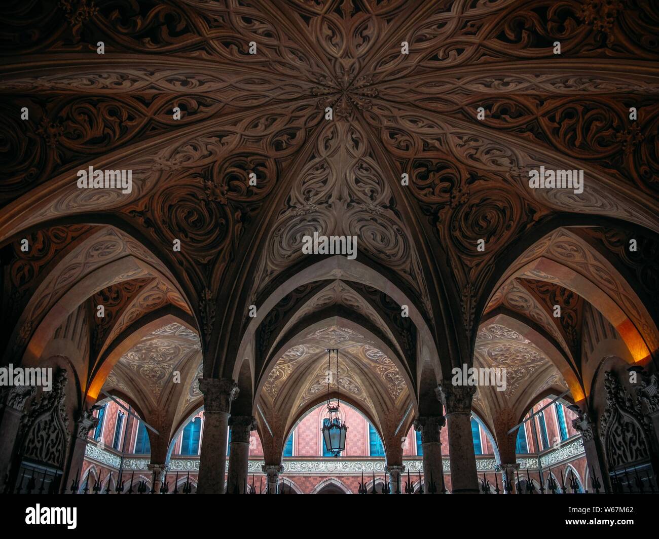 Beautiful shot of ceiling with patterns and pillars Stock Photo - Alamy