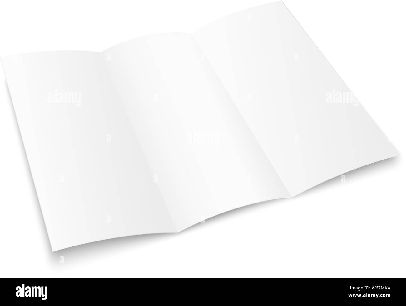 Trifold brochure mockup. Blank brochure white template paper. Three fold paper brochure for