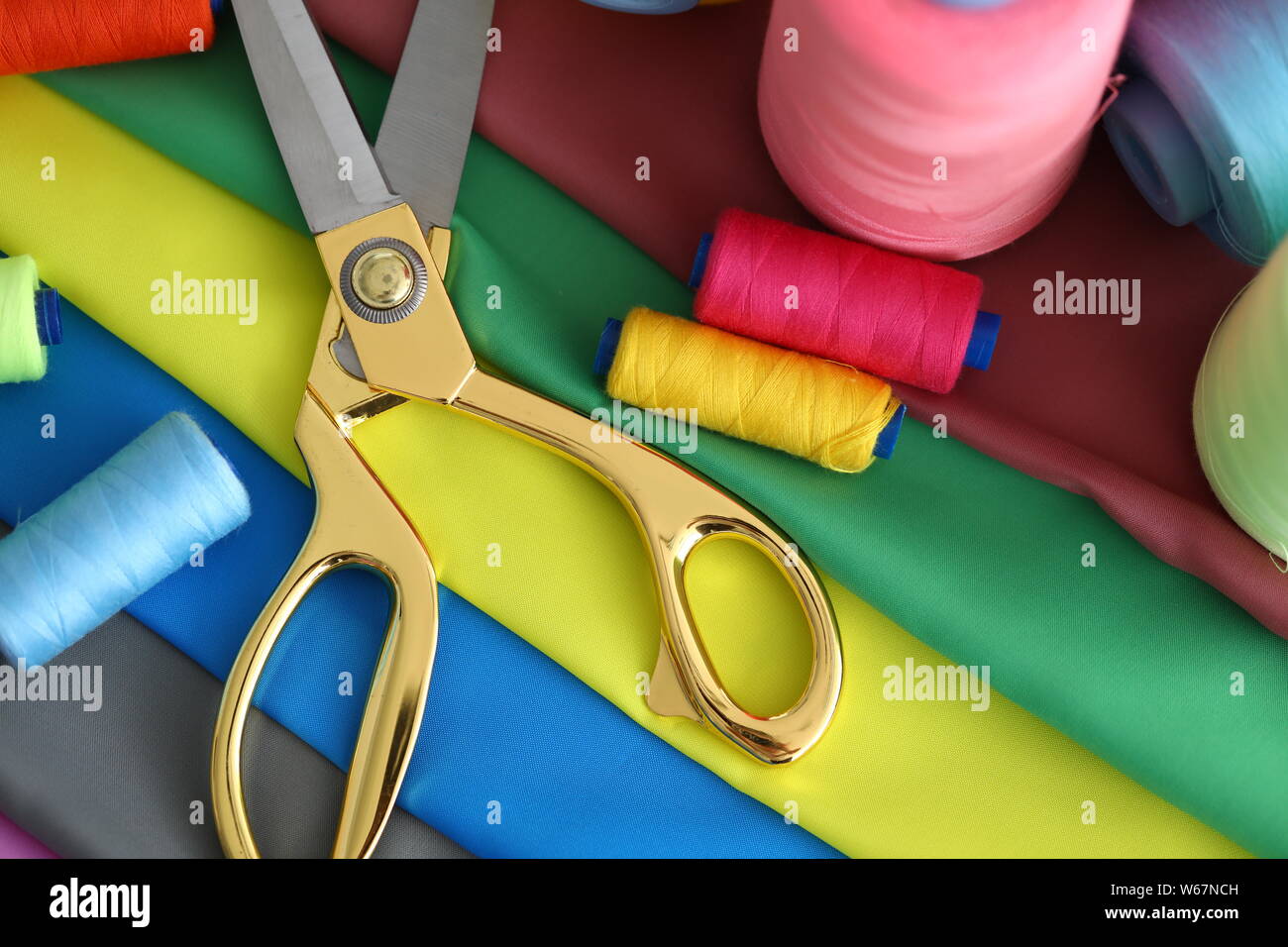 Table of hardworking tailor Stock Photo