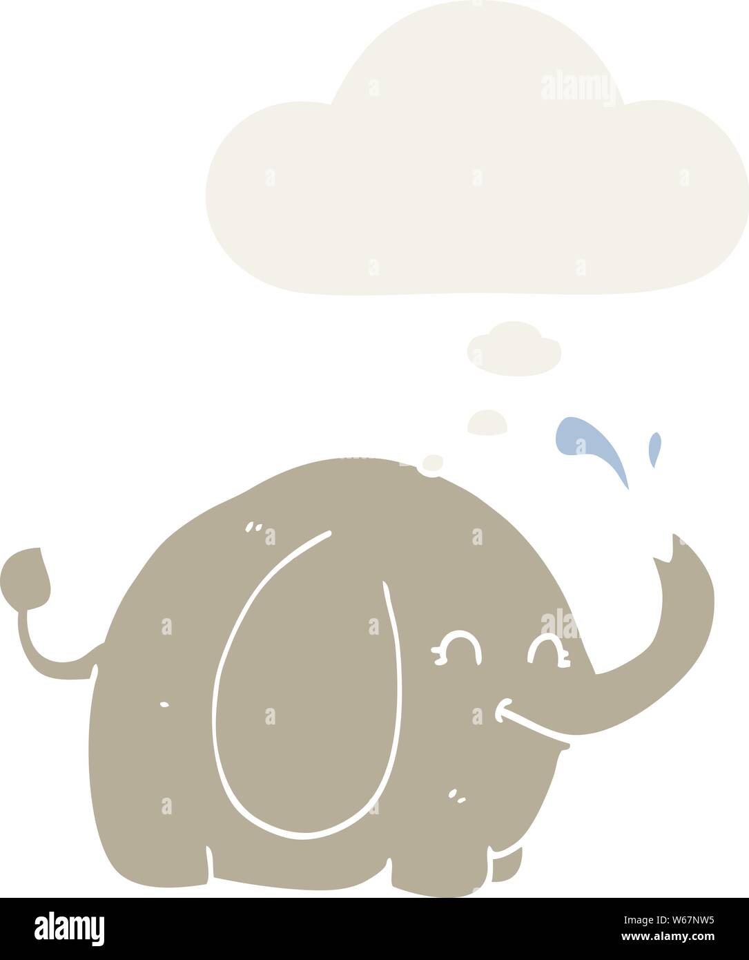 cartoon elephant with thought bubble in retro style Stock Vector