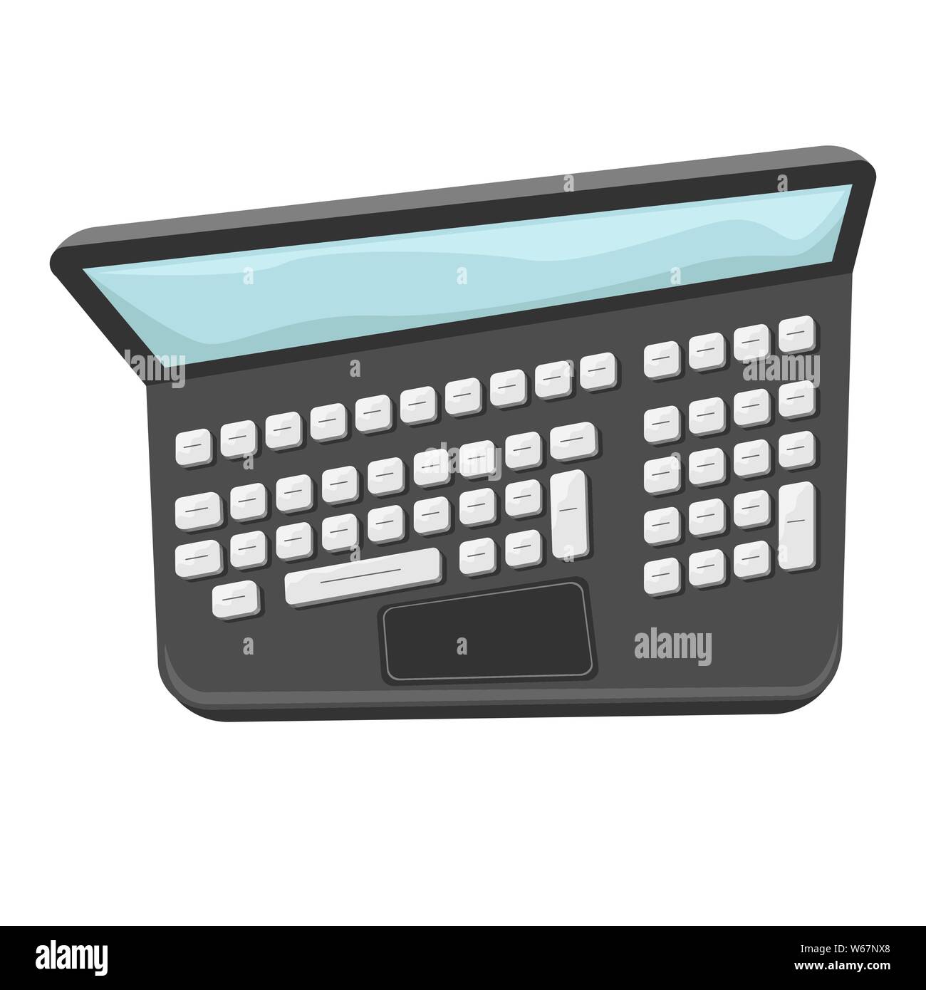 Desktop computer, laptop. Top view of laptop in flat cartoon vector ...