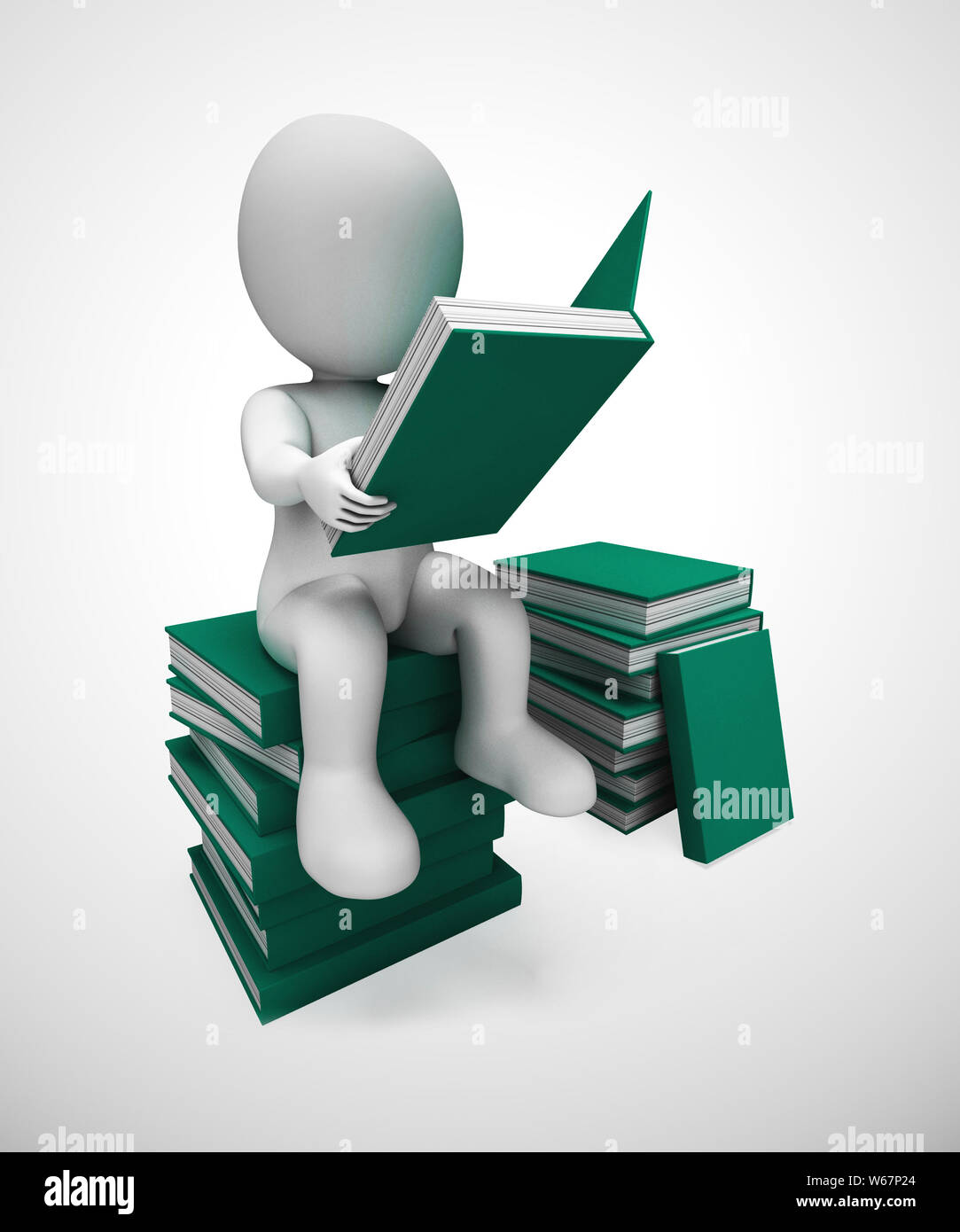 Reading a book character represents education, literacy and gaining