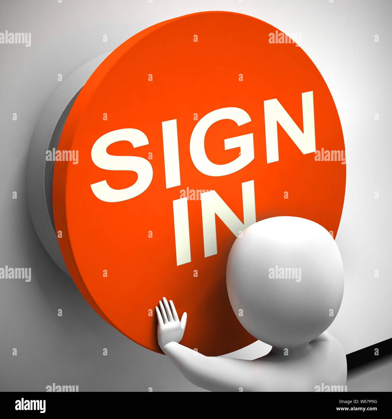 Sign in button means to get access on the internet using security. A password for authentication of the user - 3d illustration Stock Photo