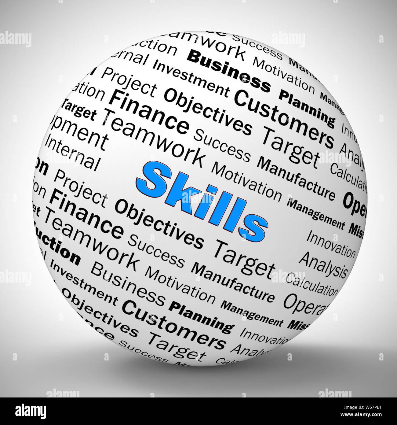 Skill or skills means expertise and KNOWHOW to be proficient. Skilled personnel and staff with great knowledge - 3d illustration Stock Photo