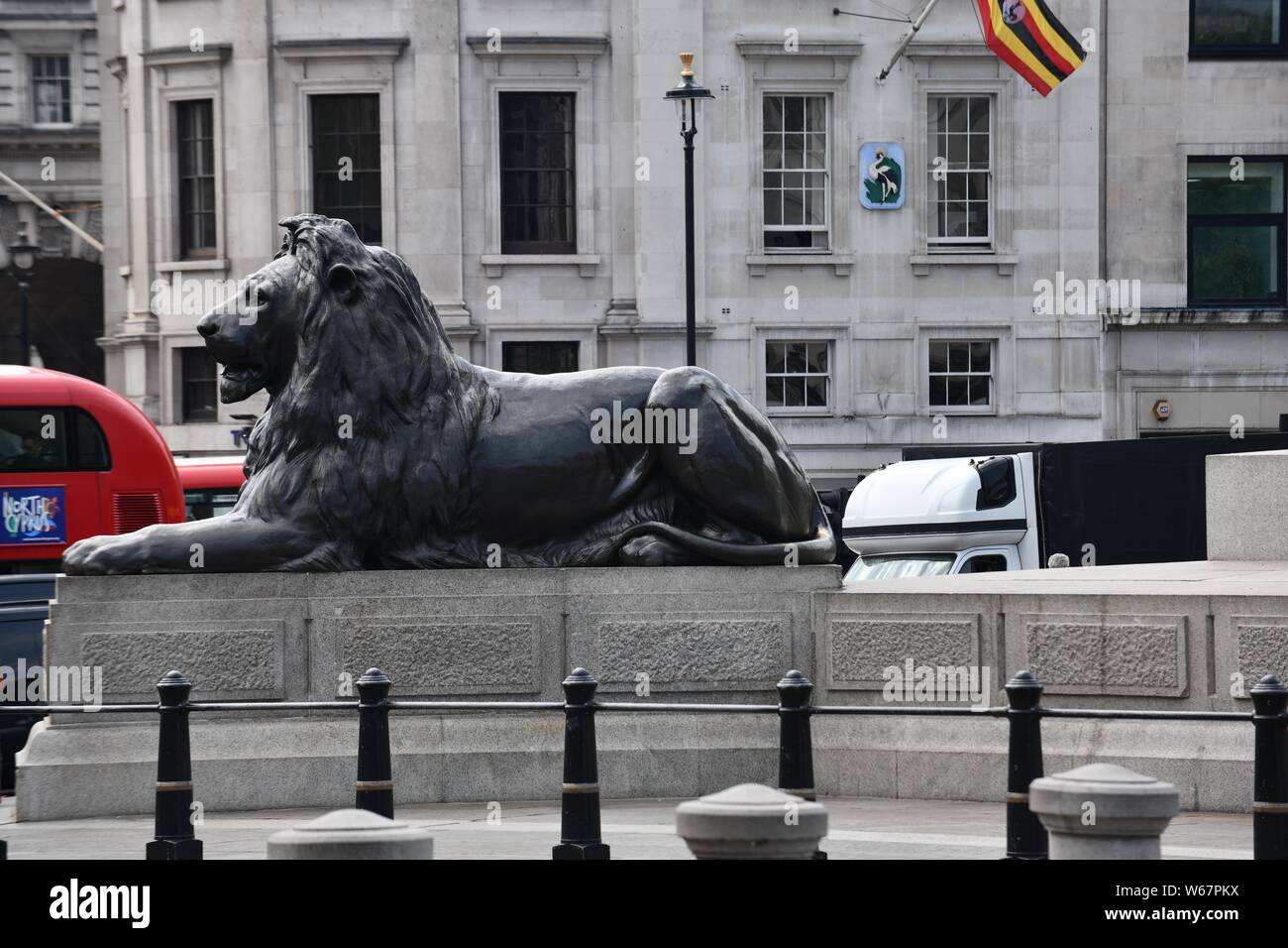 Lion Sculptures of Trafalgar Square, London UK Stock Photo - Alamy