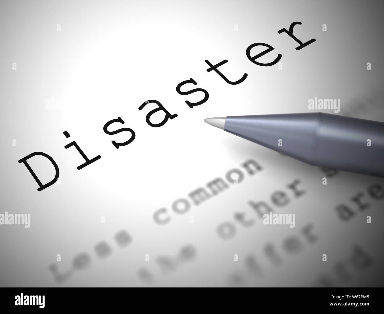 Disaster concept icon means disappointment mishaps.  Bad luck causing setbacks and ruin - 3d illustration Stock Photo