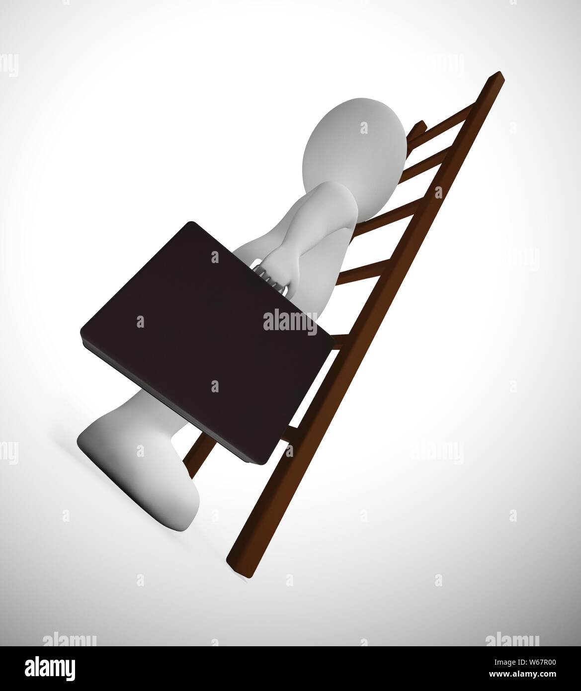 Ladder to success concept icon means ambitious leader desiring goals. Climbing to successful achievement - 3d illustration Stock Photo