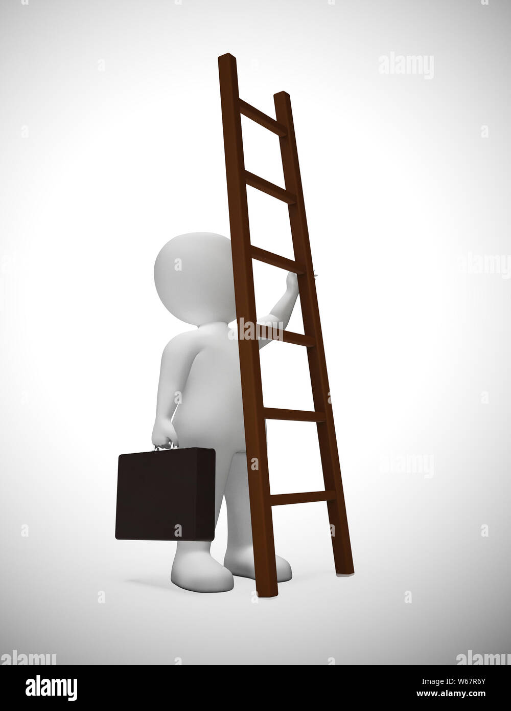 Ladder to success concept icon means ambitious leader desiring goals. Climbing to successful achievement - 3d illustration Stock Photo