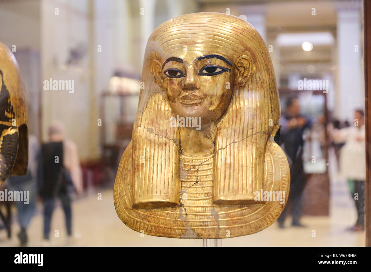 Golden Death Mask in Egyptian Museum, Cairo City, Egypt Stock Photo