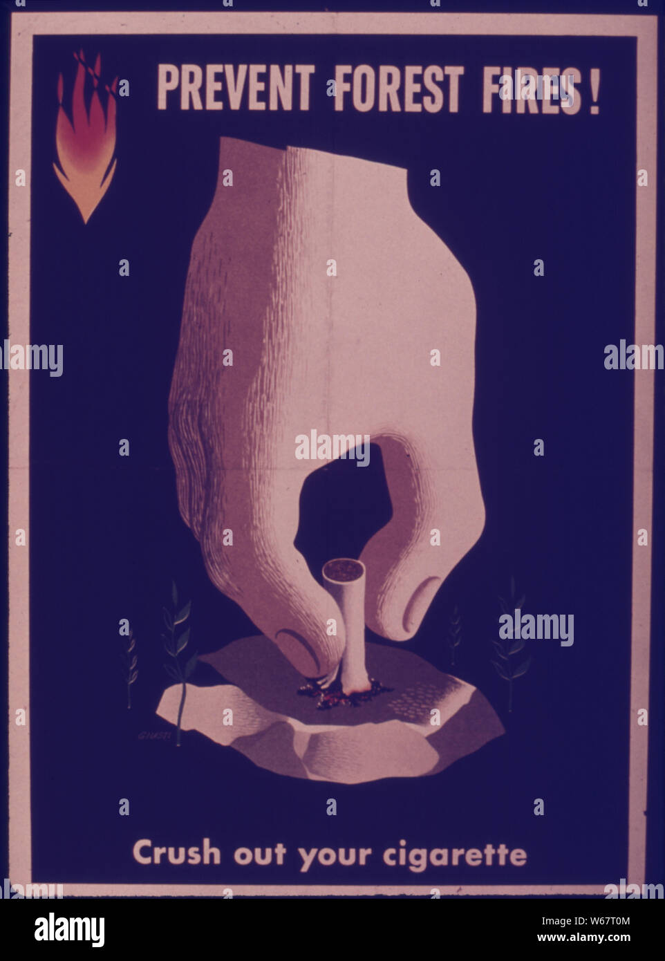 PREVENT FOREST FIRES! CRUSH OUT YOUR CIGARETTE Stock Photo Alamy