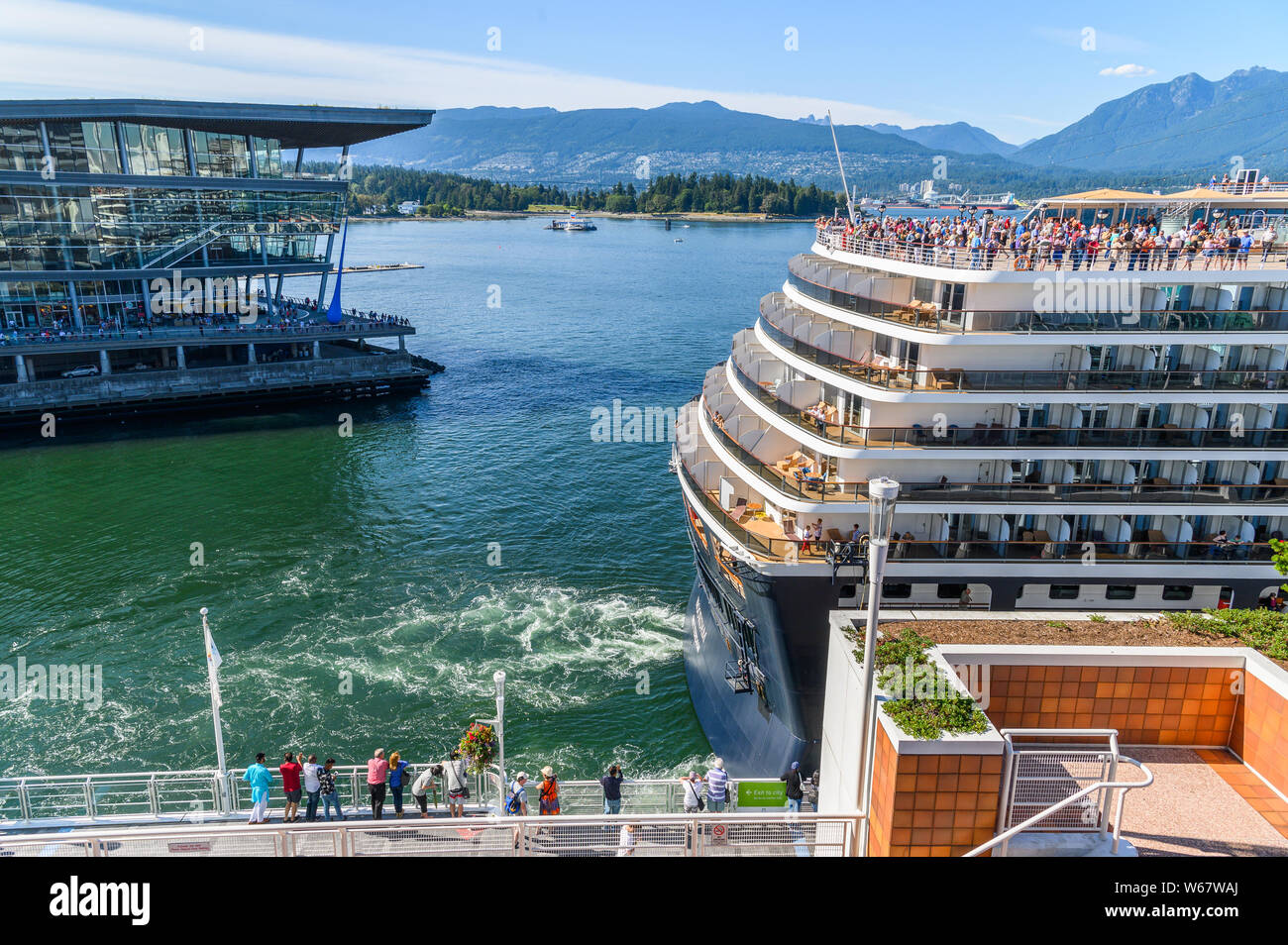 cruise ship leaving Canada place, Vancouver, British Columbia, Canada Stock Photo