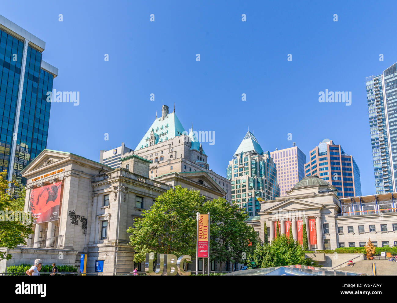 特大サイズ！CanadaカナダVancouverバンクーバー風景画♡アート美術品 壁紙 カナダ、バンクーバー、都市、高層ビル、港