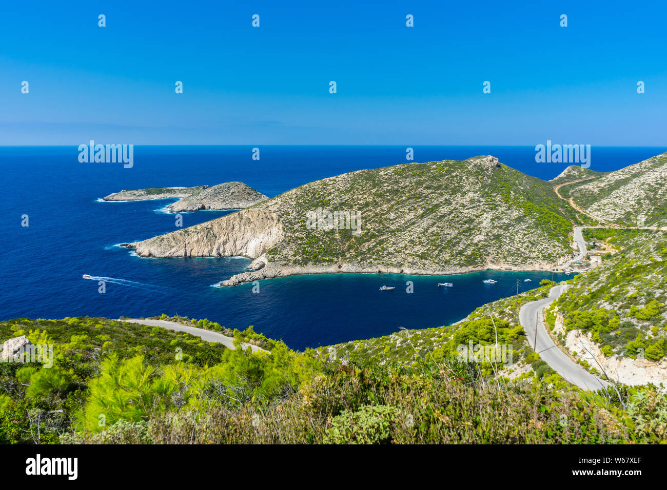 Greece, Zakynthos, Cliffy nature landscape at porto vromi harbor Stock Photo