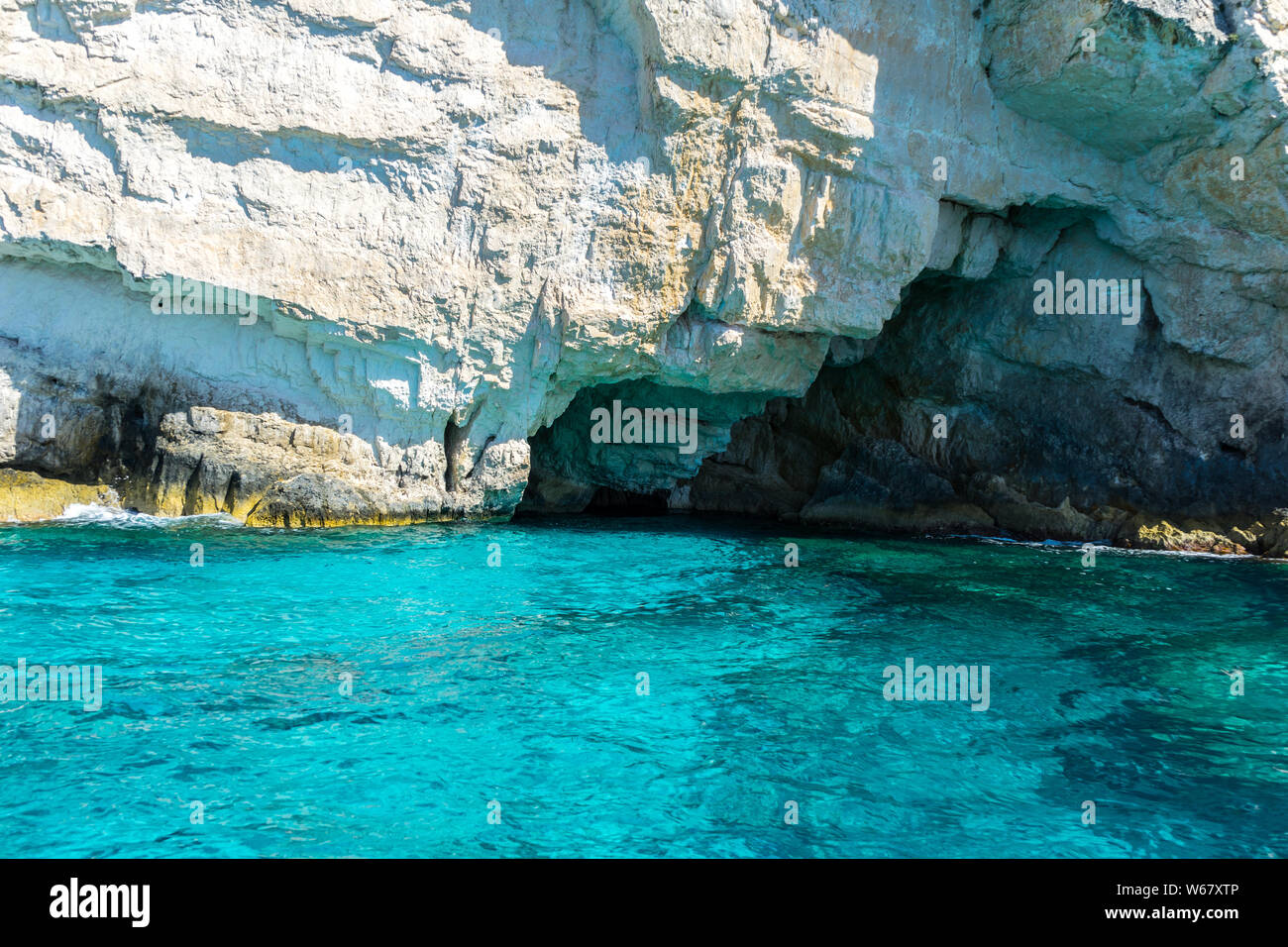 Greece, Zakynthos, Blue caves exiting sight to visit Stock Photo