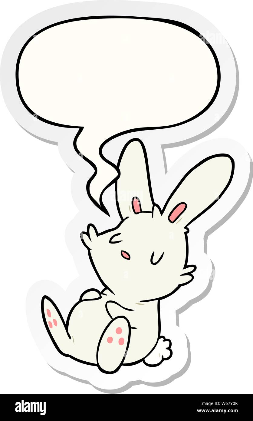 cute cartoon rabbit sleeping with speech bubble sticker Stock Vector ...