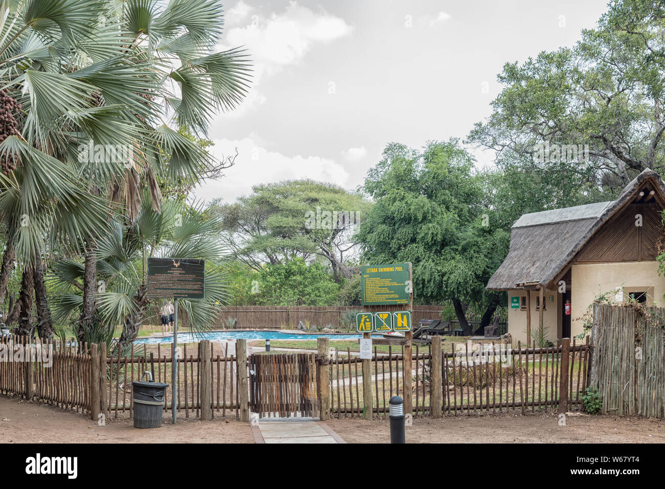 KRUGER NATIONAL PARK, SOUTH AFRICA - MAY 7, 2019: The swimming pool at ...