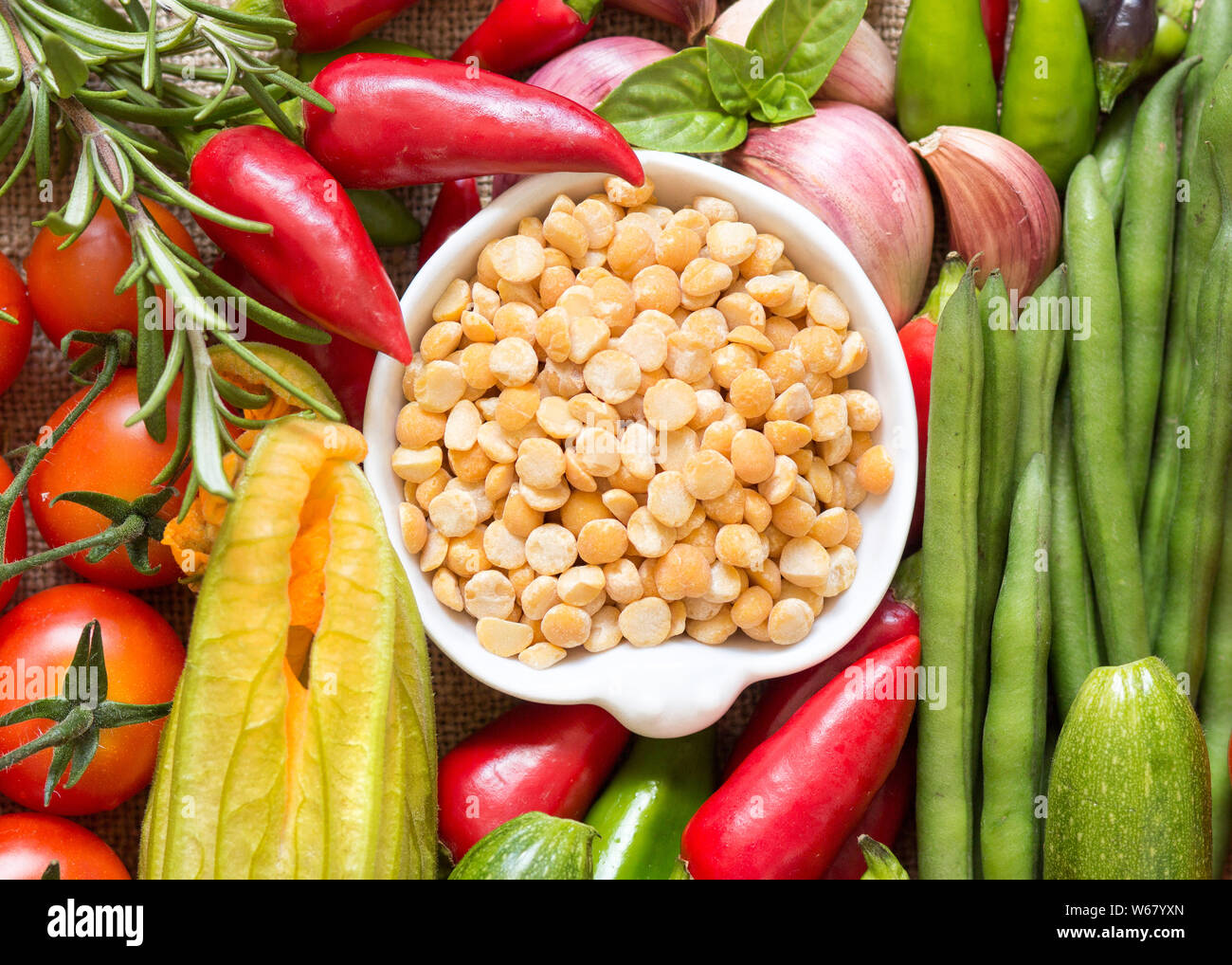 raw-organic-yellow-peas-and-vegetables-stock-photo-alamy