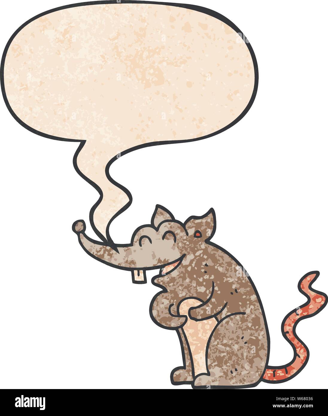 cartoon rat with speech bubble in retro texture style Stock Vector