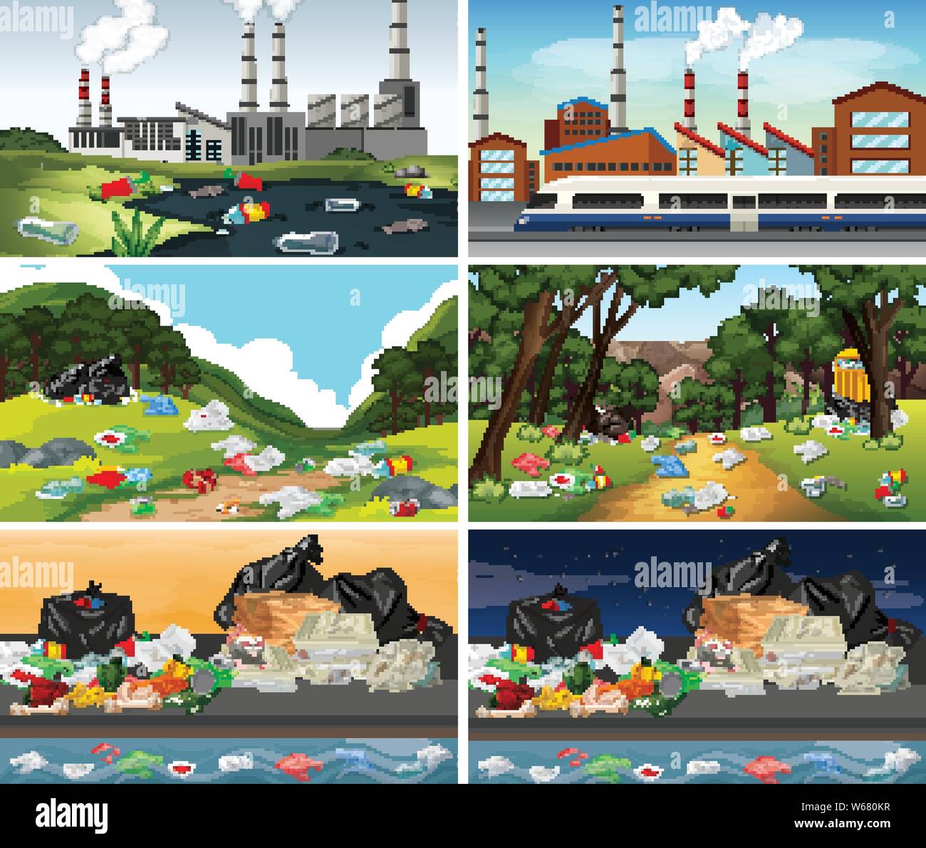 Polluted Scenes Set of polluted scenes illustration Stock Vector Image & Art - Alamy