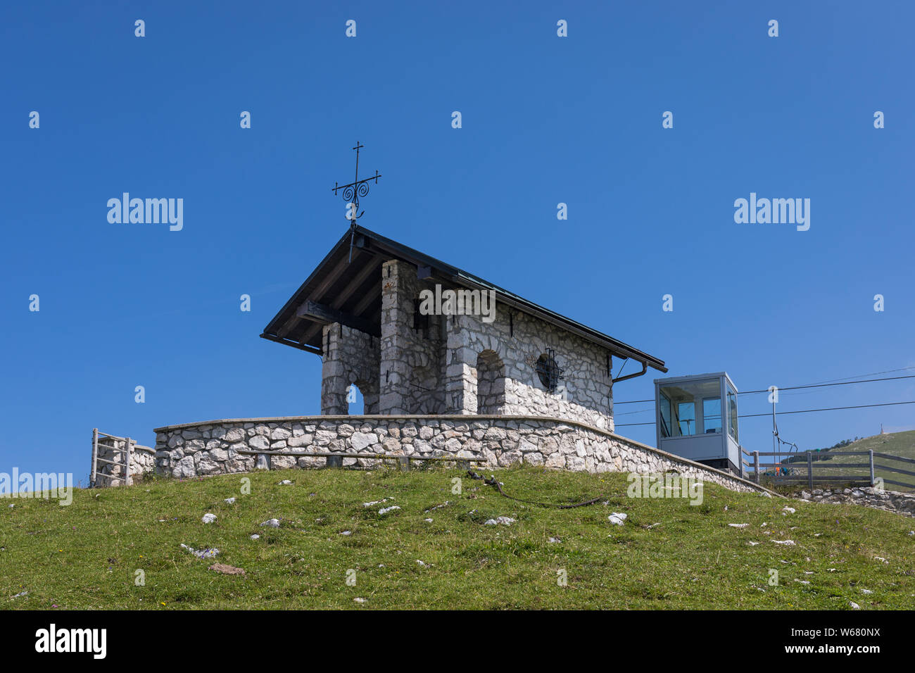 Chapel of Mary of the Snows, designed by Slovenian architect Joze Plečnik - Krvavec, Slovenia Stock Photo