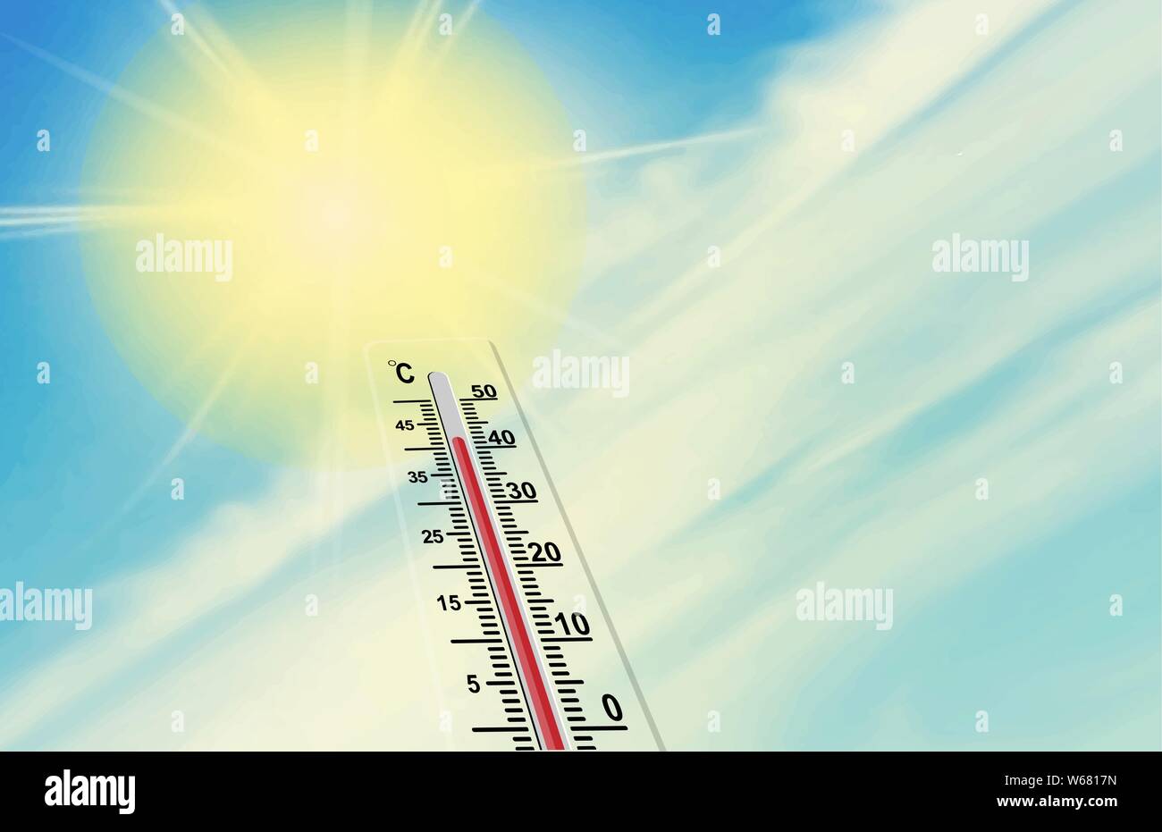 sun and the scale of the thermometer. The air temperature is more than