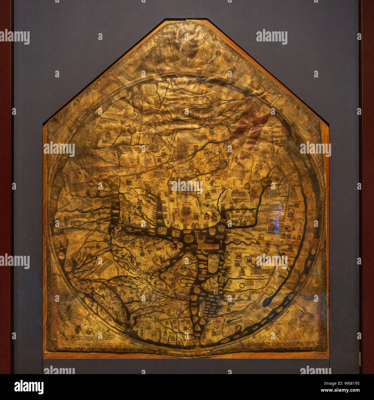 The Mappa mundi of Hereford Cathedral, England Stock Photo