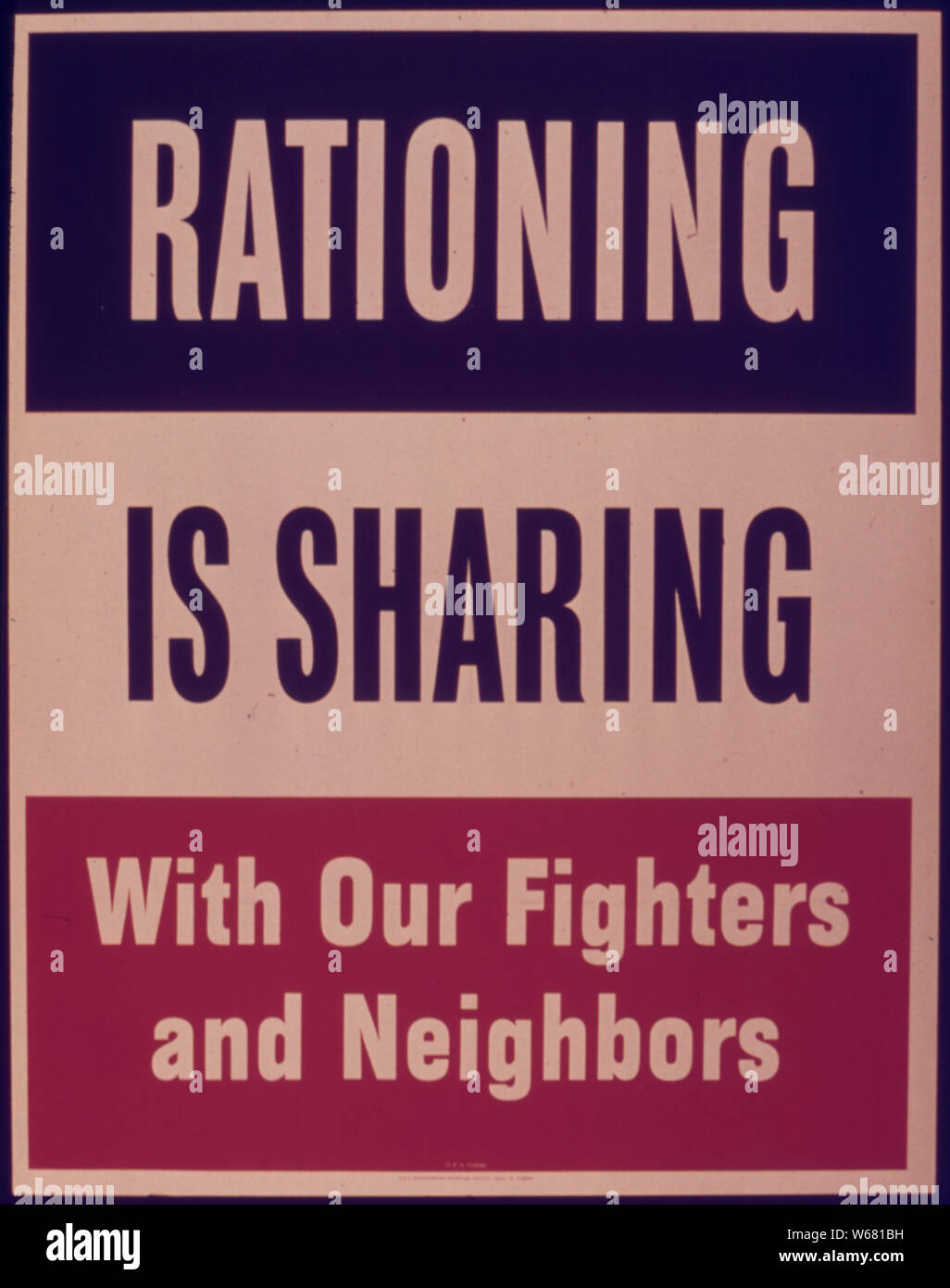 RATIONING IS SHARING WITH OUR FIGHTERS AND NEIGHBORS Stock Photo