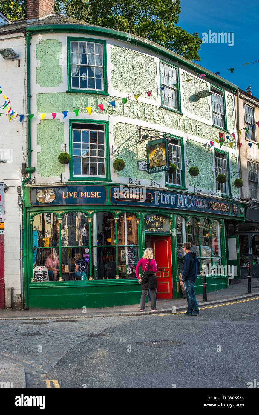 Finn M'Couls is a traditional Irish pub situated at 1 Killigrew St, in Falmouth, Cornwall. Stock Photo