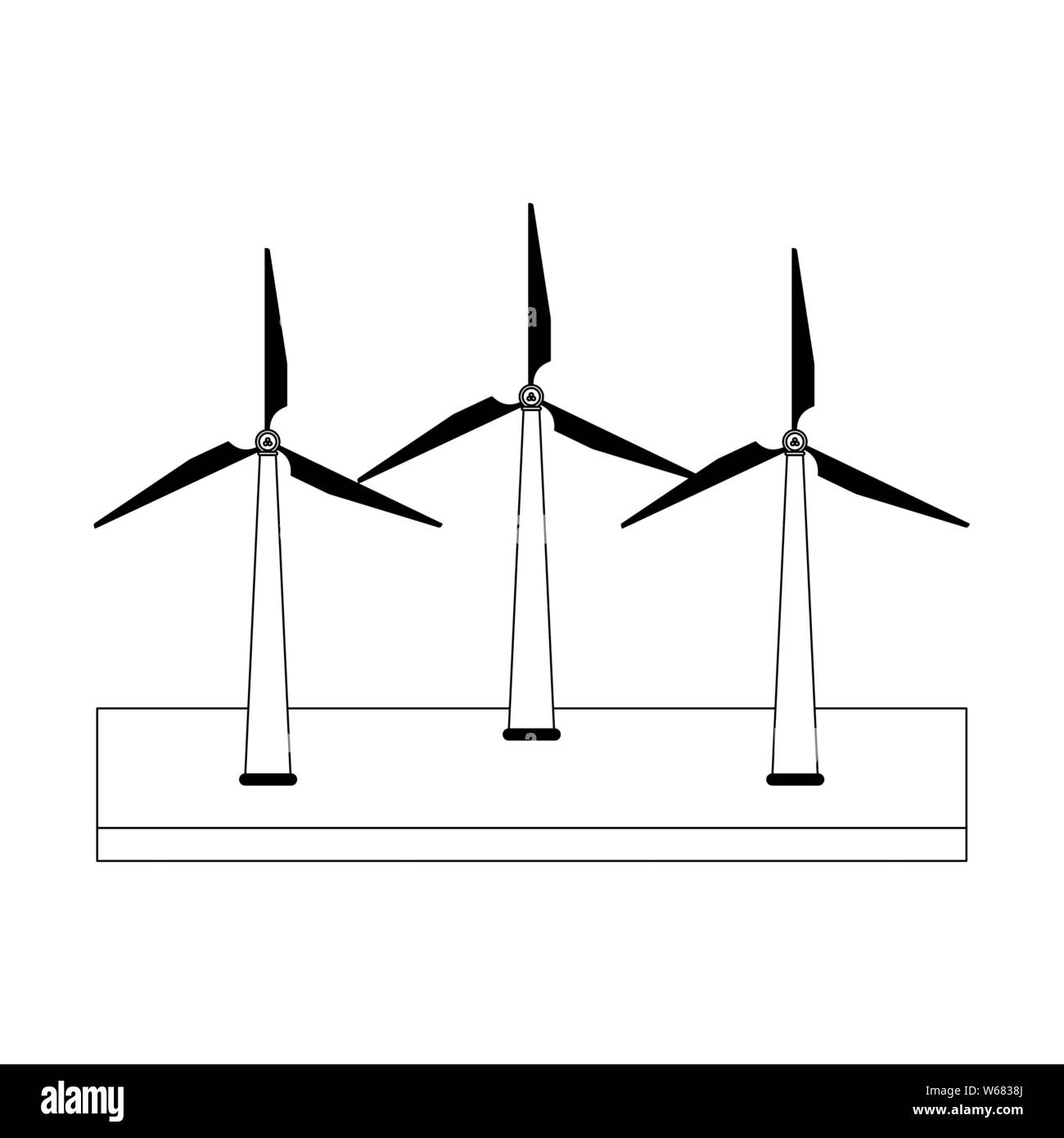 ecology nature environment save cartoon in black and white Stock Vector ...