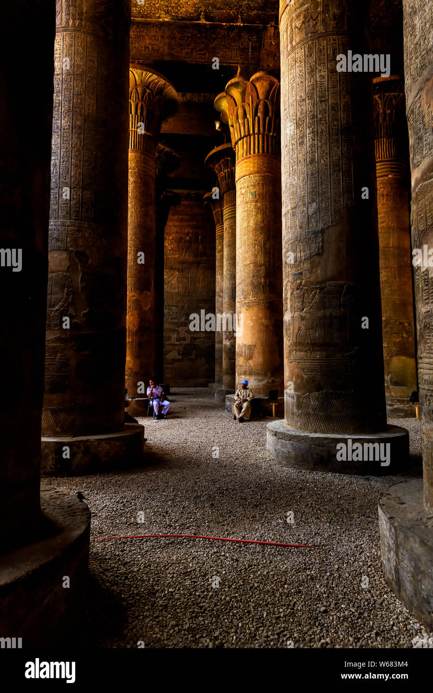 Massive columns in the Hypostyle hall of Khnum temple, Esna Stock Photo