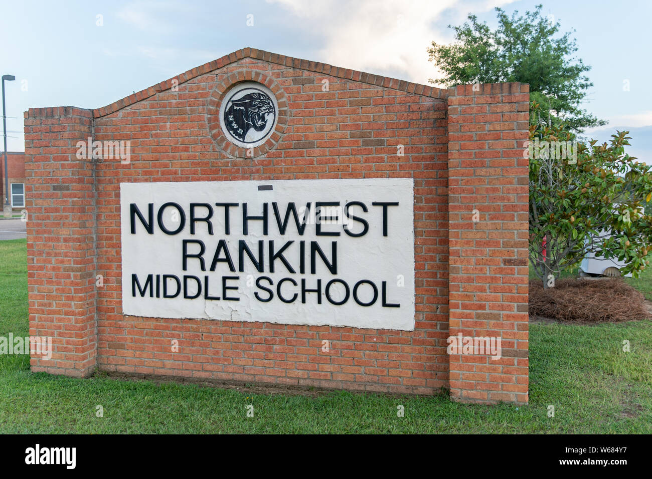 Brandon, MS/ USA - July 30, 2019: Sign for Northwest Rankin Middle school, in the Rankin County School District Stock Photo