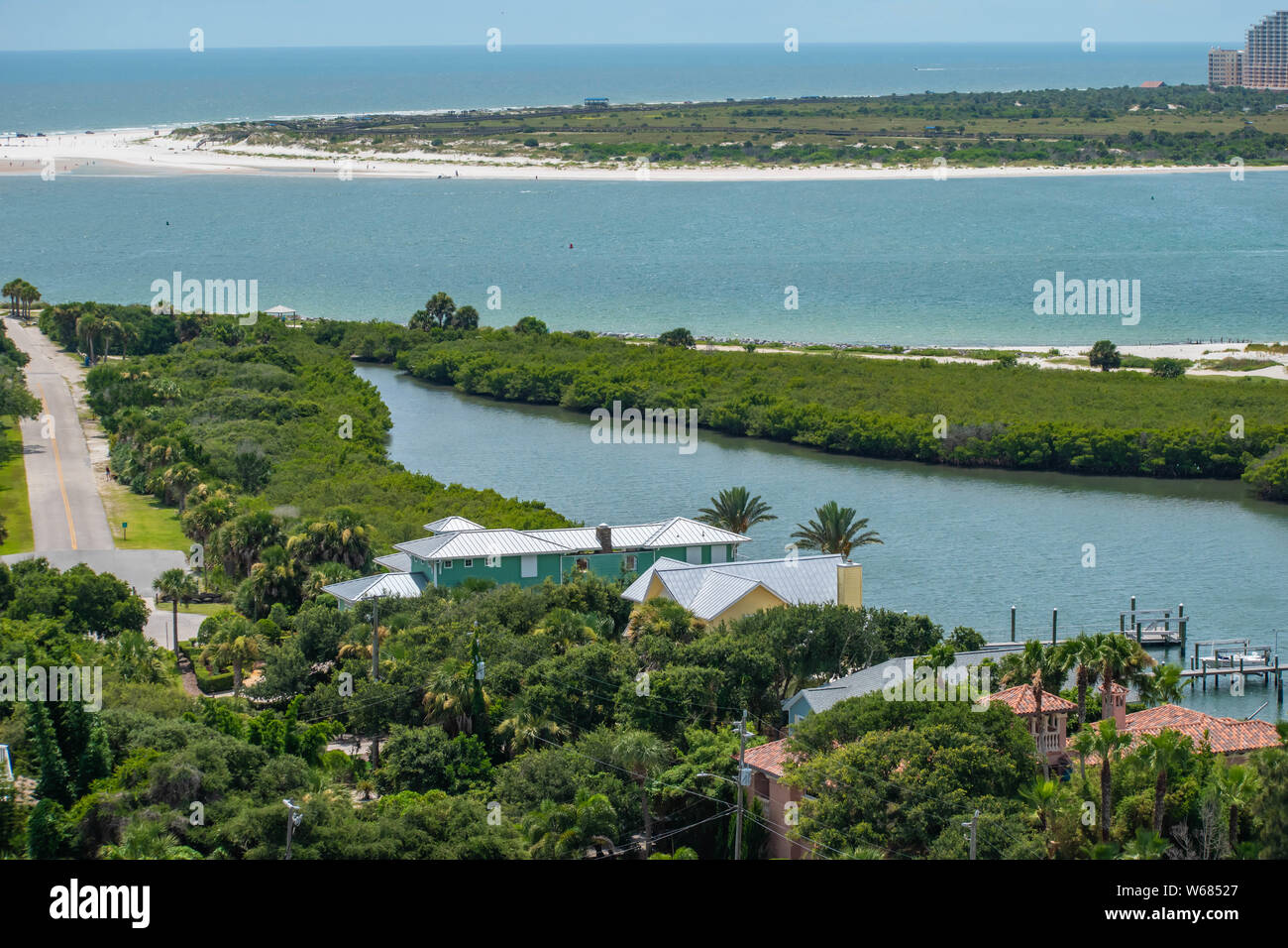 Ponce de Leon Inlet, Florida. July 19, 2019 Partial view of New Smyrna