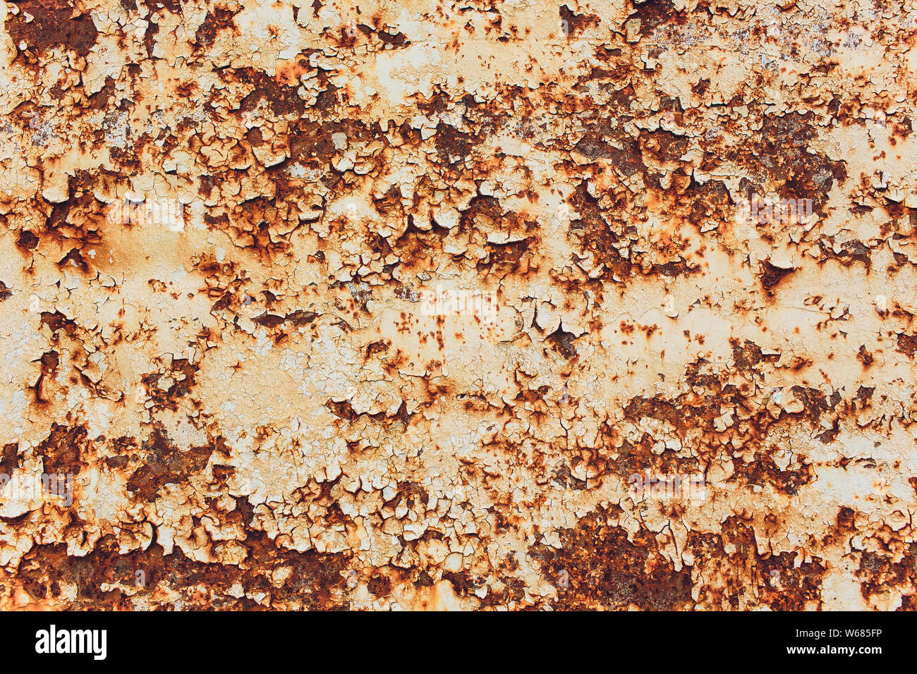 Rusted white painted metal wall. Rusty metal background with streaks of ...