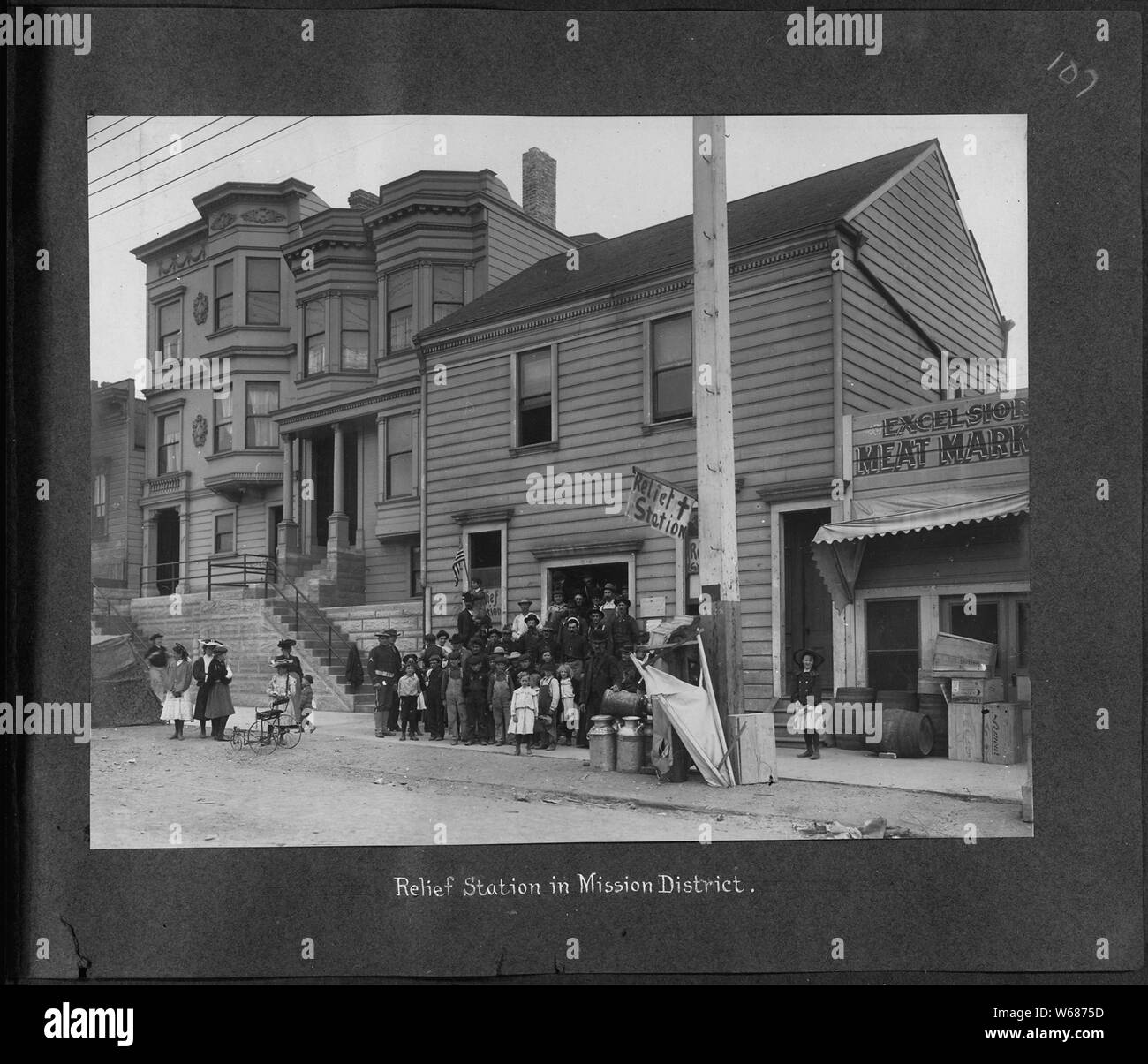 San Francisco Earthquake of 1906: Relief station in Mission District Stock Photo