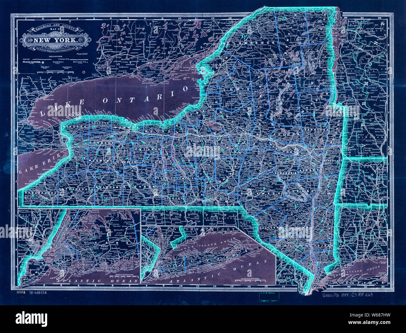 0153 Railroad Maps Cram's township and rail road map of New Inverted ...
