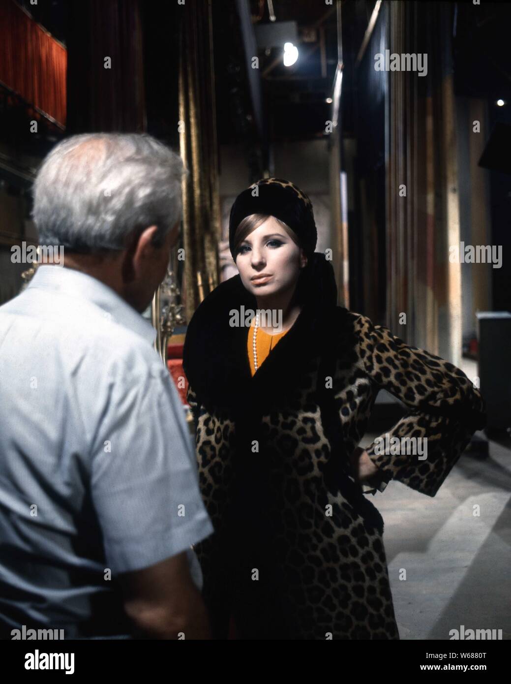 BARBRA STREISAND as Fanny Brice with director WILLIAM WYLER in FUNNY