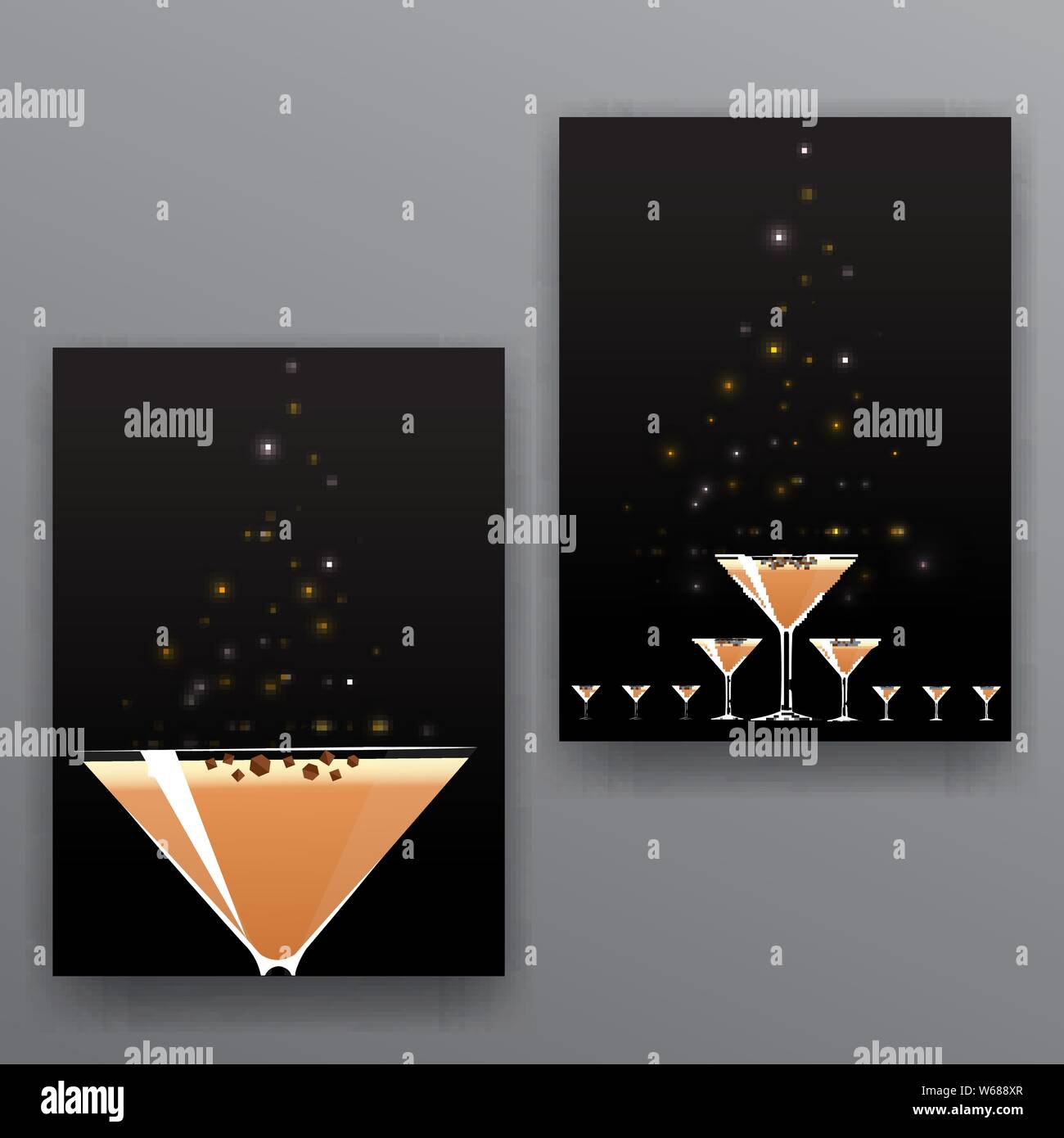 Chocolate cocktails, sweet pounding page covers with magic shiny sparkles, creative cartoon illustration for web and print. Stock Vector