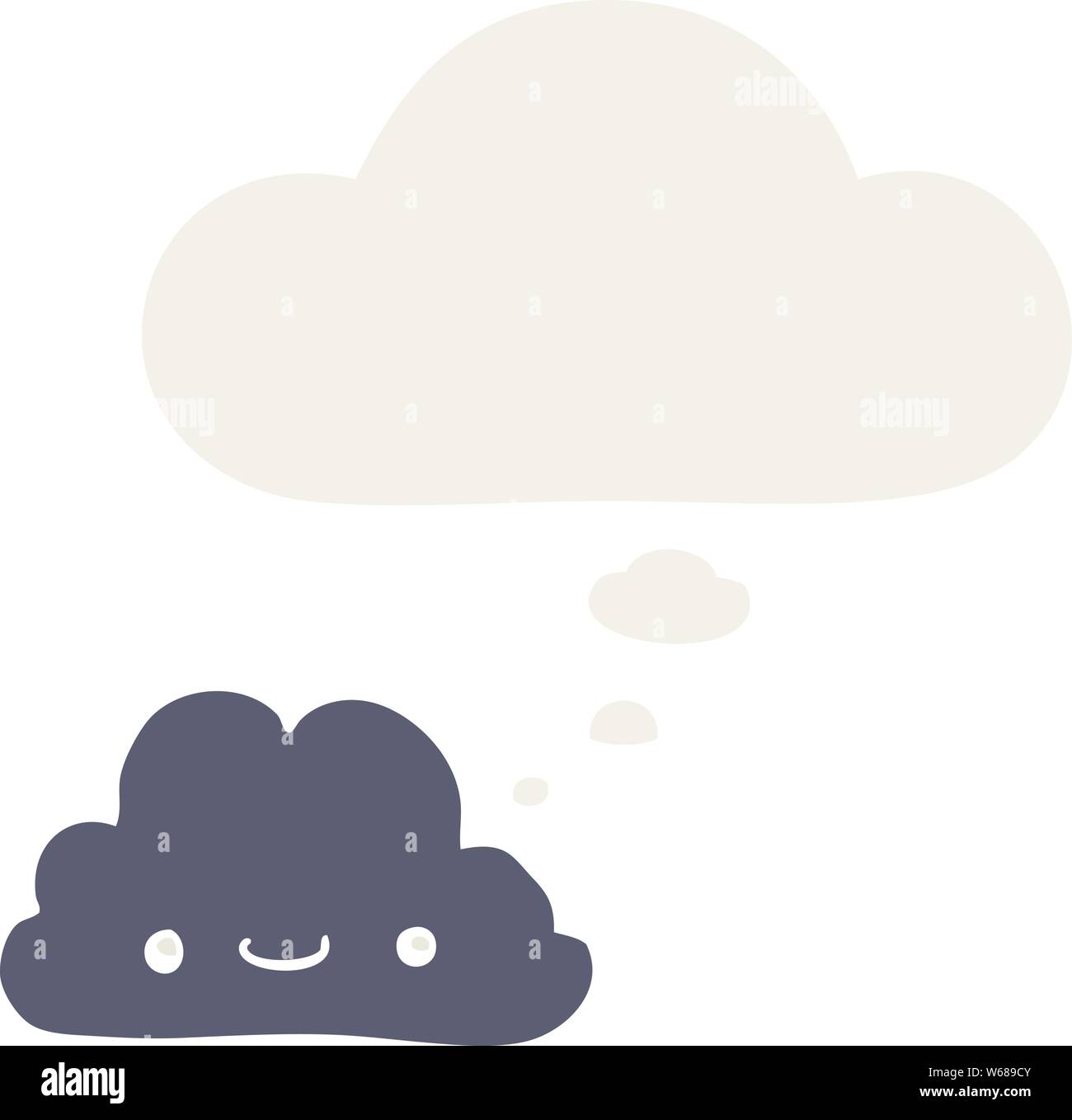 cute cartoon cloud with thought bubble in retro style Stock Vector ...