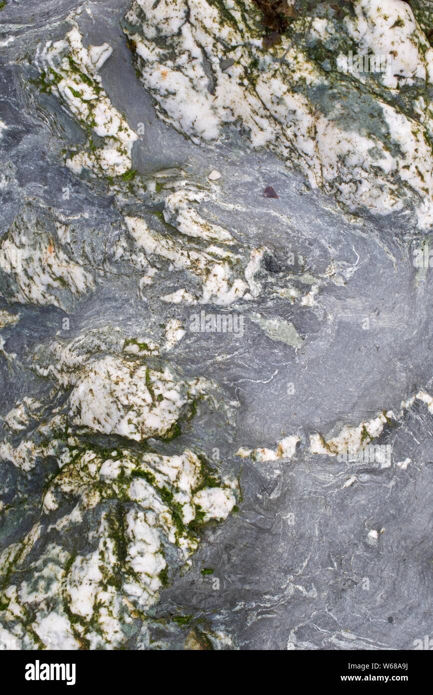 Natural Background of Metasedimentary Rock. St Agnes, North Cornwall, UK. Stock Photo