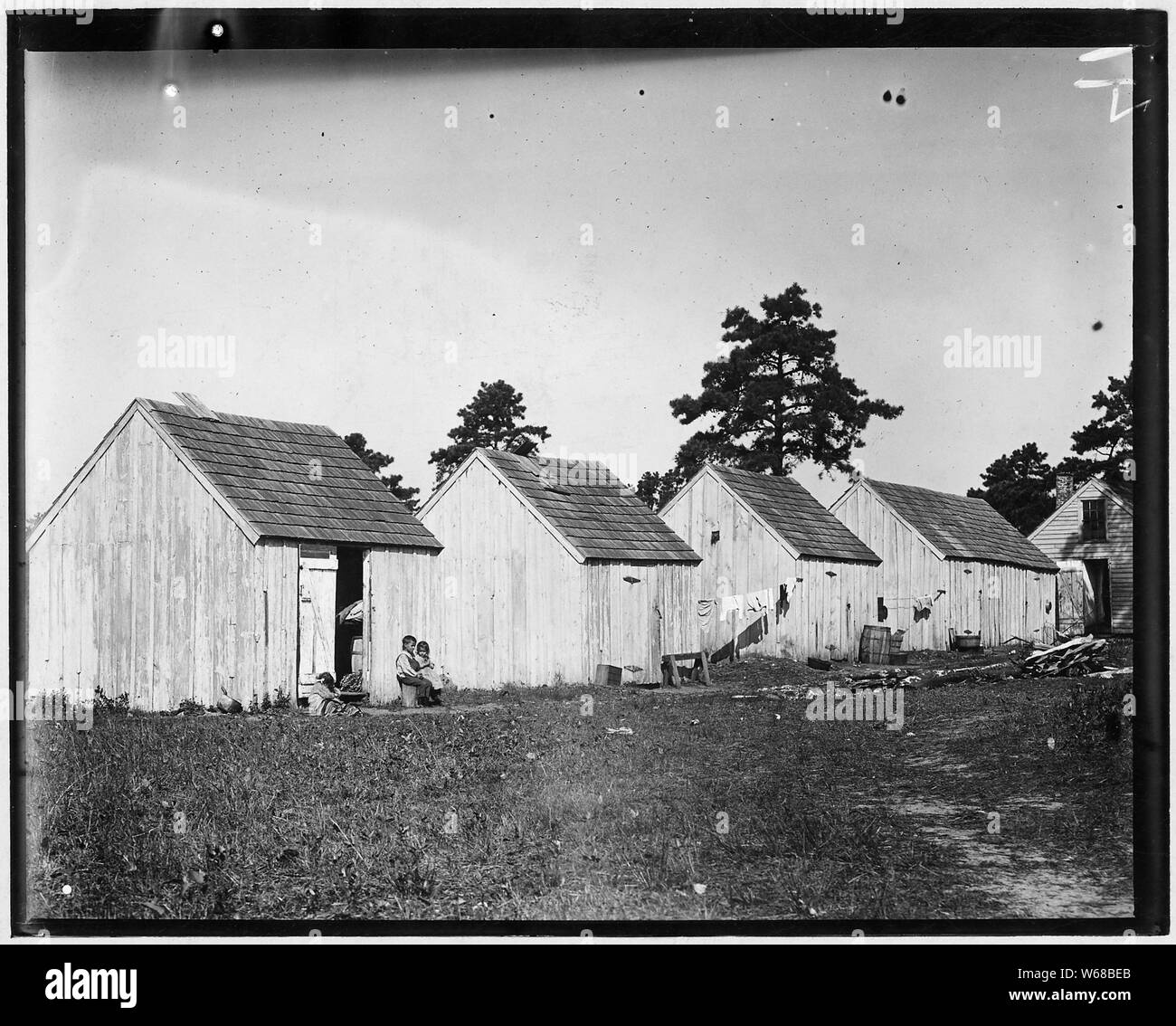 Small shack on Forsythe's Bog occupied by DeMarco family, 10 in the faiily living in this one room. Room is 10 ft. x 11 ft. x 5 1/2 ft. high and gable attic above. Wooden toilets near at hand and bushes used as such, gave forth offensive odors. Turkeytown, N.J. Stock Photo