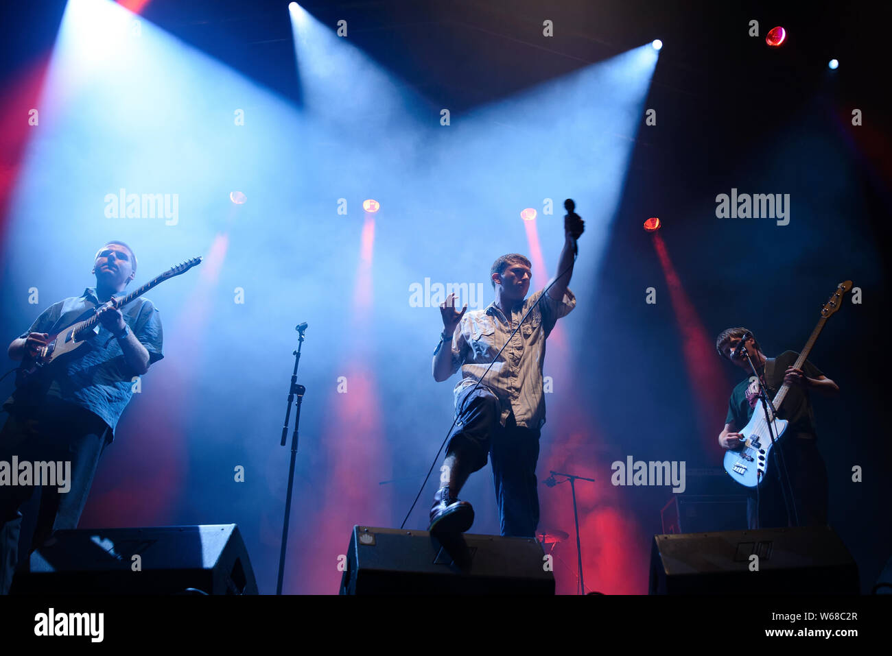 BILBAO, SPAIN - JUL 13: Shame (punk rock band) perform in concert at BBK Live 2019 Music Festival on July 13, 2019 in Bilbao, Spain. Stock Photo