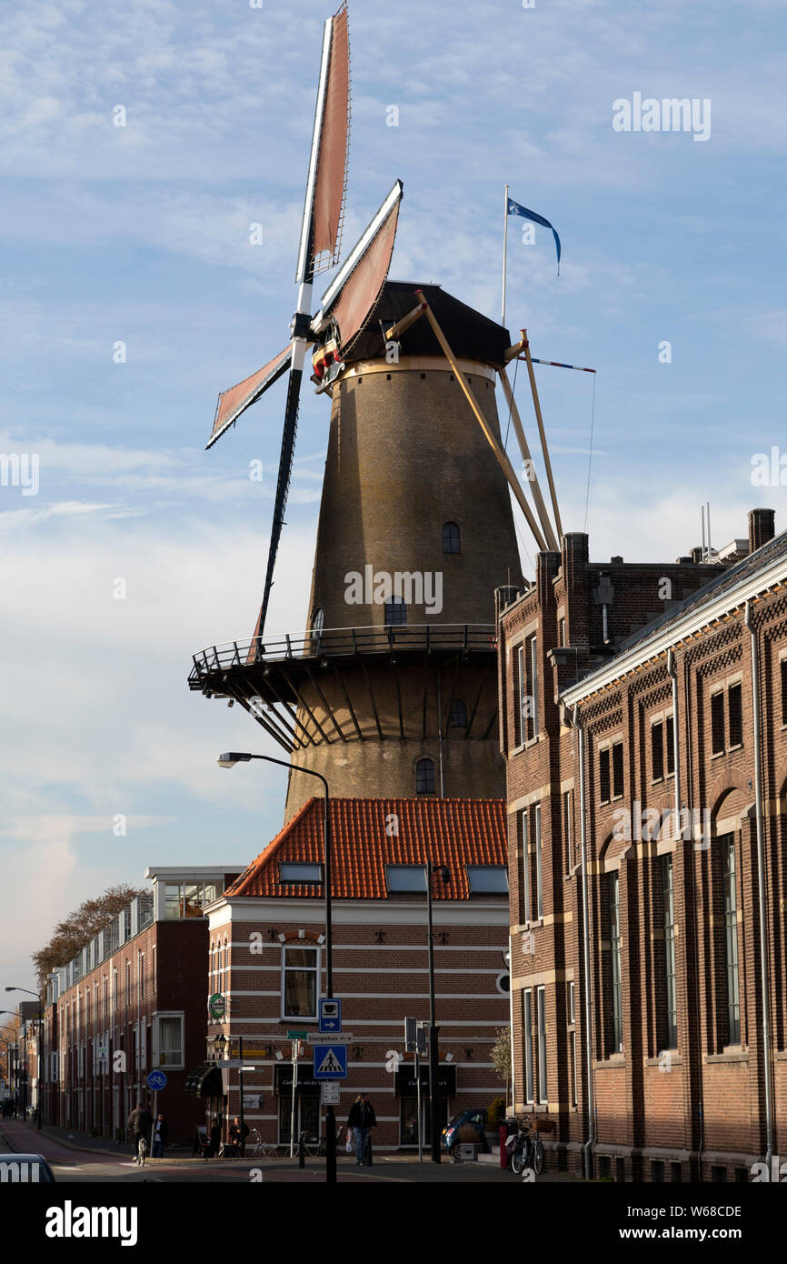 The Kyck over den Dyck Windmill in Dordrecht, the Netherlands, The mill was expanded into its current form in 1713. Stock Photo