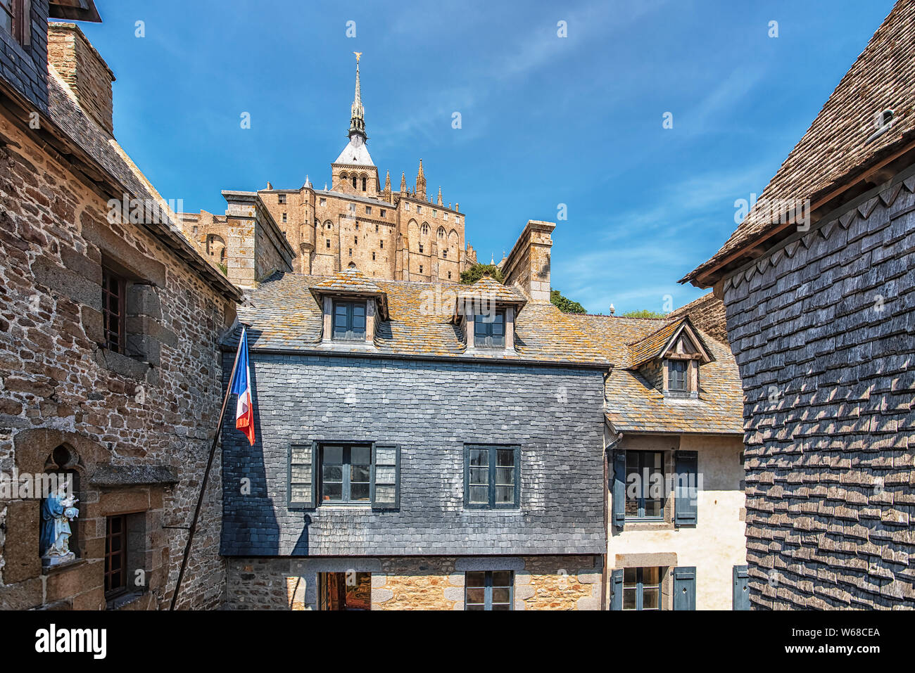 Mont Saint Michel village, an UNESCO world heritage site in Normandy, France Stock Photo