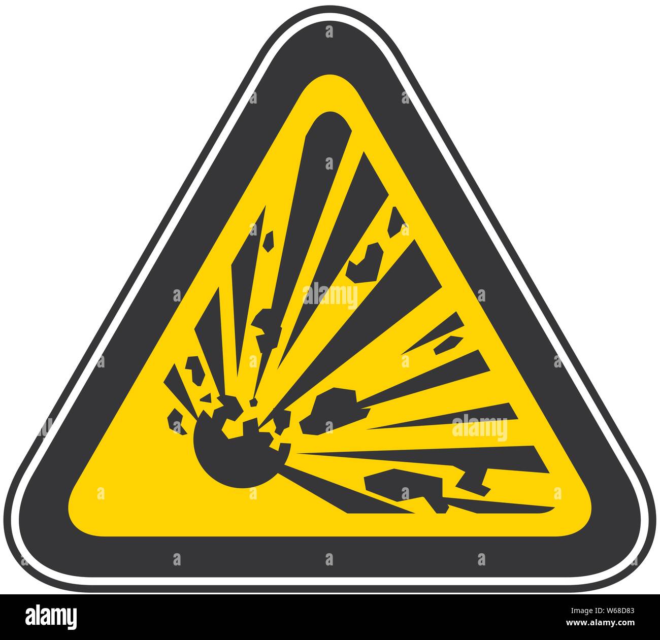 Triangular yellow Warning Hazard Symbol, vector illustration Stock Vector