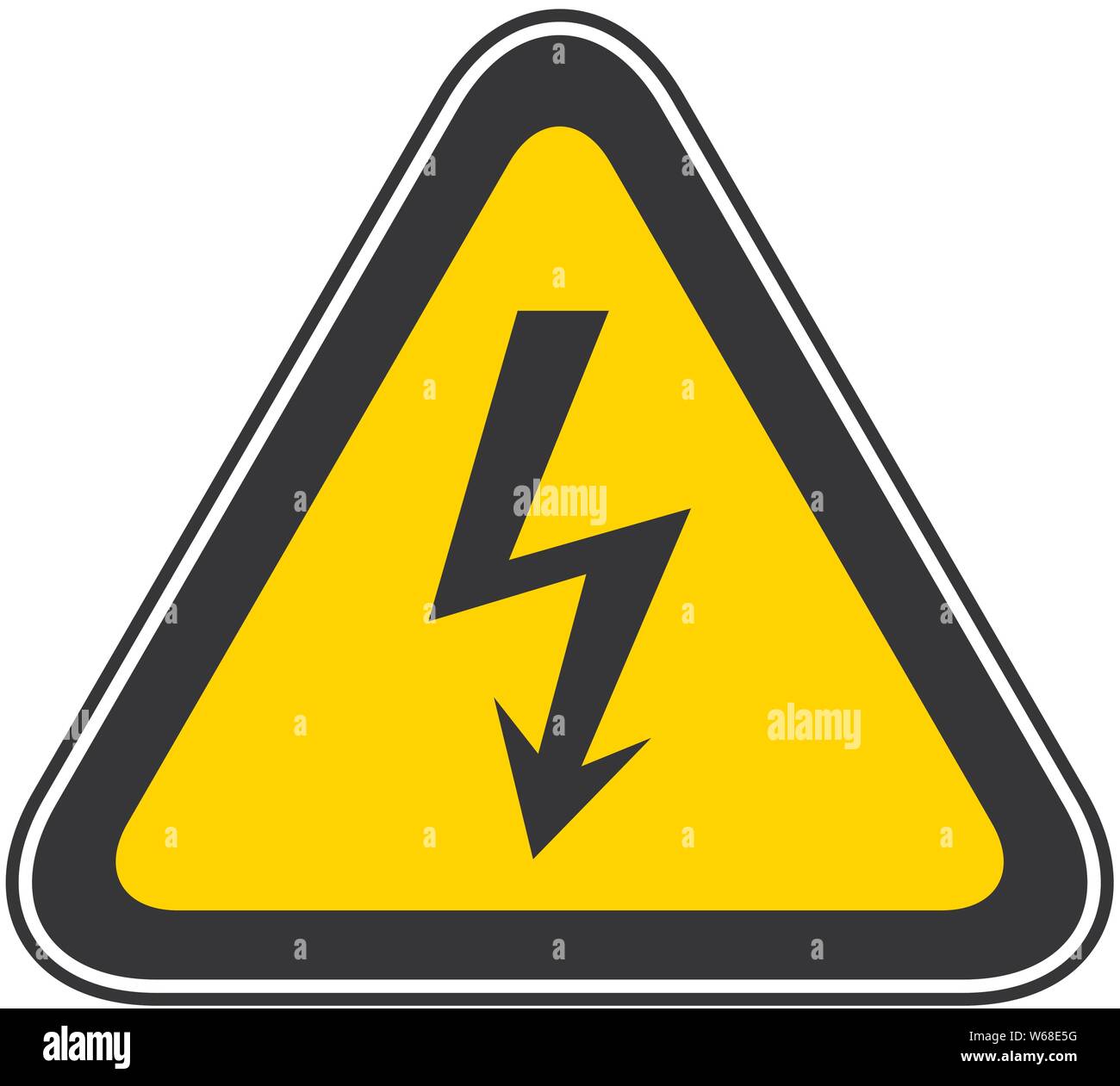 Triangular yellow Warning Hazard Symbol, vector illustration Stock