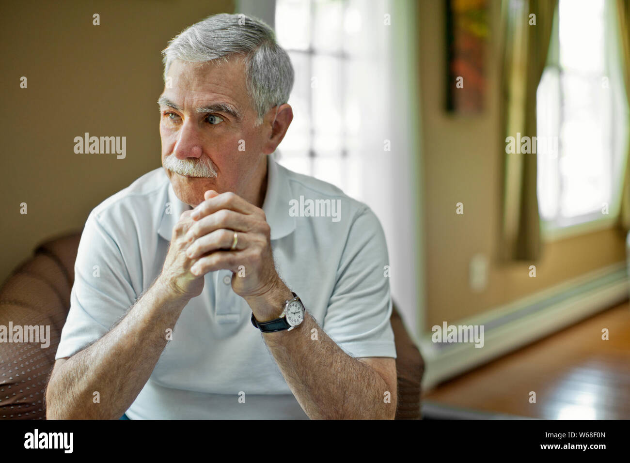 Portrait of a lonely senior man. Stock Photo