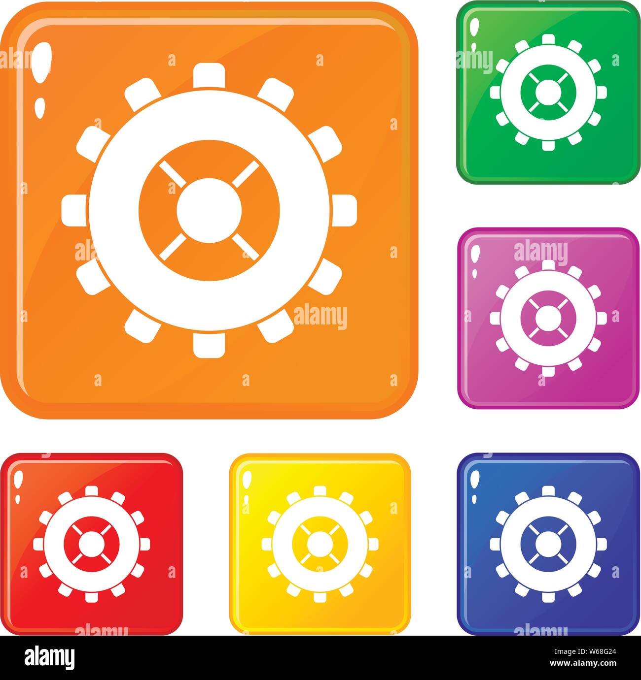 Gear icons set vector color Stock Vector