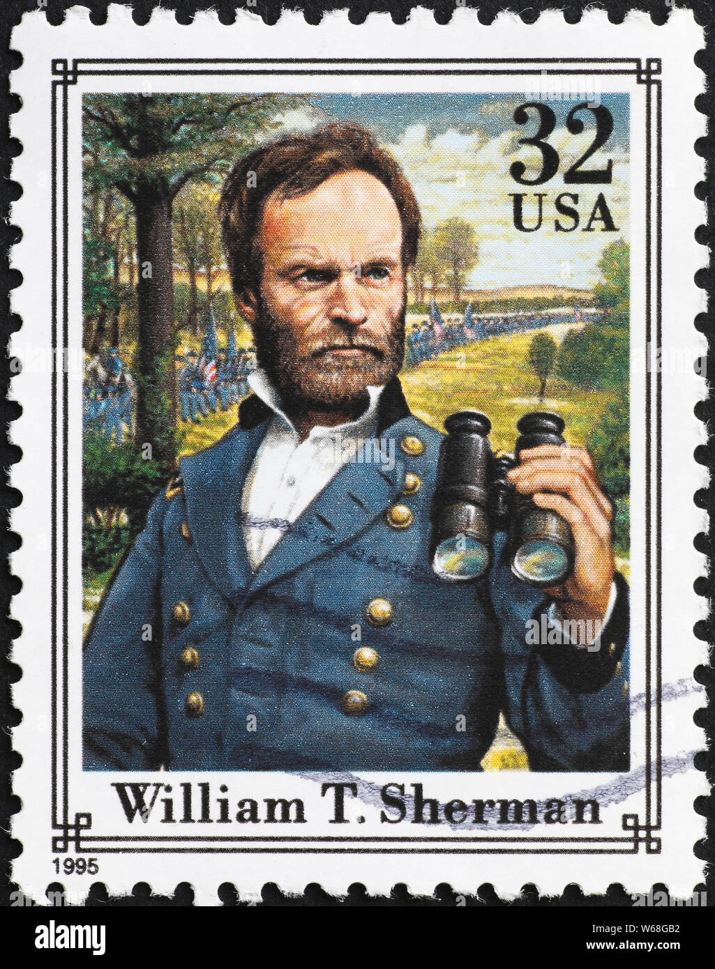 General Sherman on american postage stamp Stock Photo