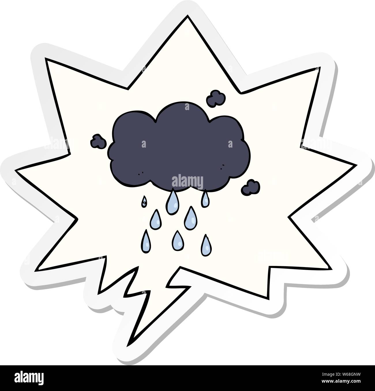 cartoon cloud raining with speech bubble sticker Stock Vector Image ...